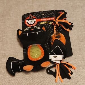PETS: HALLOWEEN! Black and Orange Bat Dog Toy Set